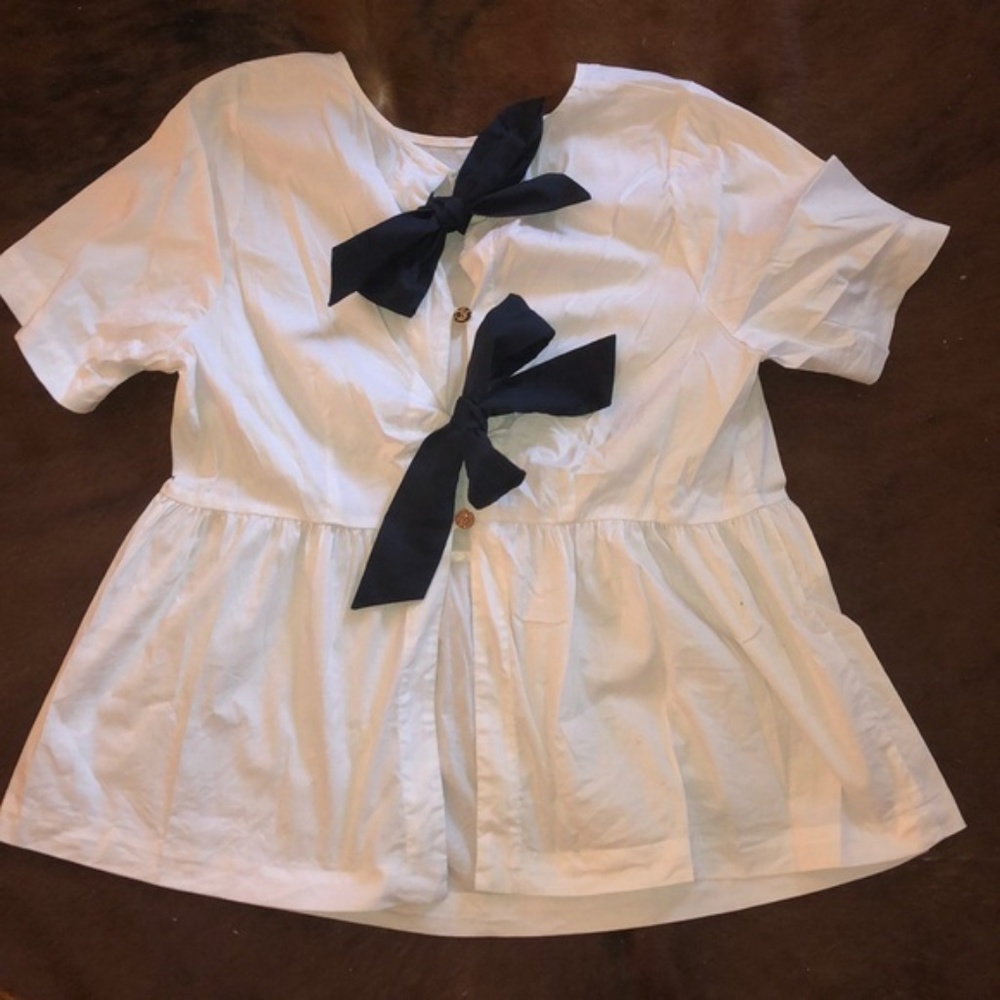 Draper James for Eloquii peplum / back bow top